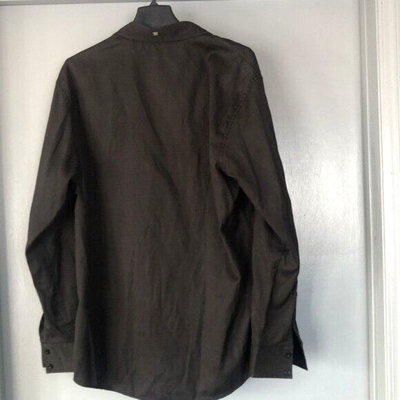 ROAR Signature Men`s Black Long Sleeve Shirt size XL logo topstitched button - Picture 2 of 7